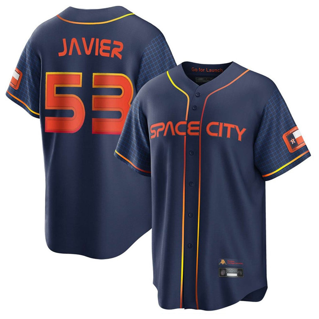 Houston Astros #53 Cristian Javier Player Navy CONTON City Connect Home Game Stitched Jerseys