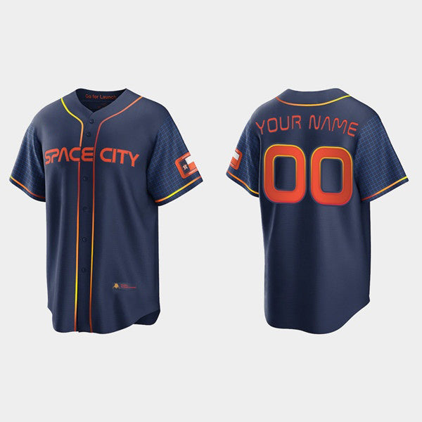 Custom Houston Astros ACTIVE PLAYER 2022 Navy CONTON City Connect Cool Base Stitched Jersey