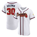 Atlanta Braves #30 Drake Baldwin Player White Gold CONTON Limited Elite Home Game Stitched Jerseys