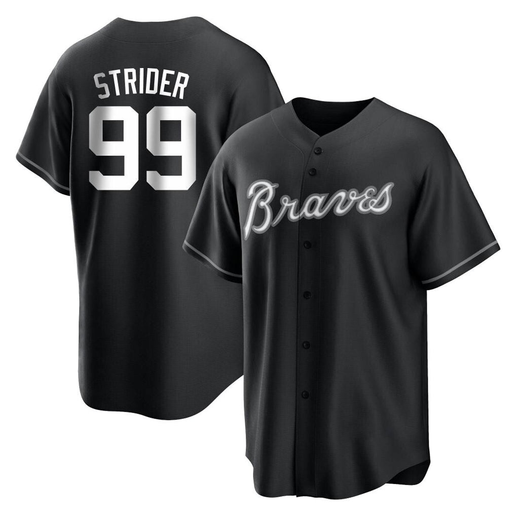 Atlanta Braves #99 Spencer Strider Player Black CONTON Home Game Stitched Jerseys