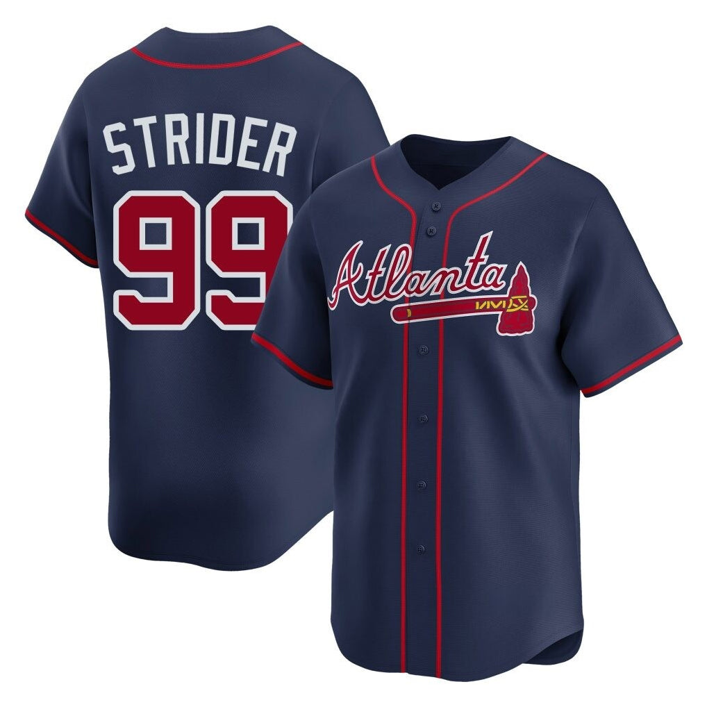 Atlanta Braves #99 Spencer Strider Player Navy CONTON Limited Home Game Stitched Jerseys