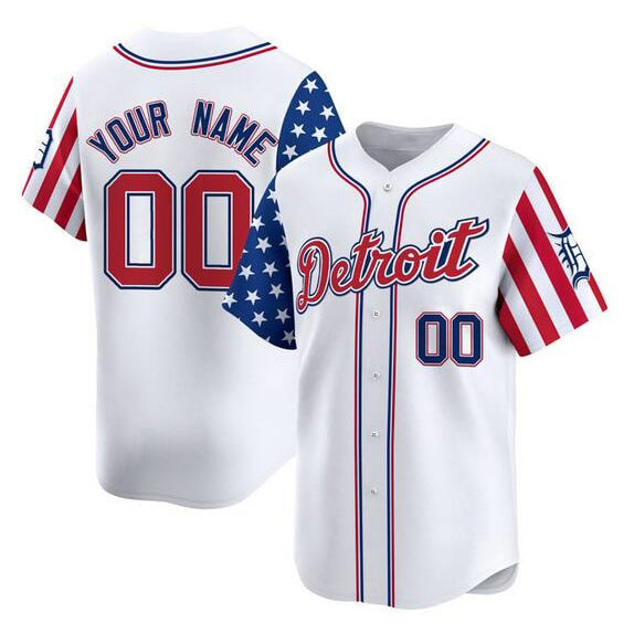 Custom Detroit Tigers ACTIVE PLAYER White CONTON 2025 Independence Day Vapor Premier Limited Stitched Jersey