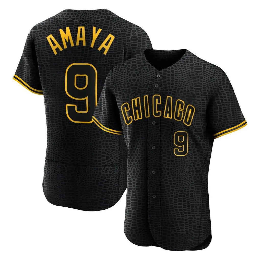 Chicago Cubs #9 Miguel Amaya Player Black CONTON Snake Skin City Limited Elite Home Game Stitched Jerseys