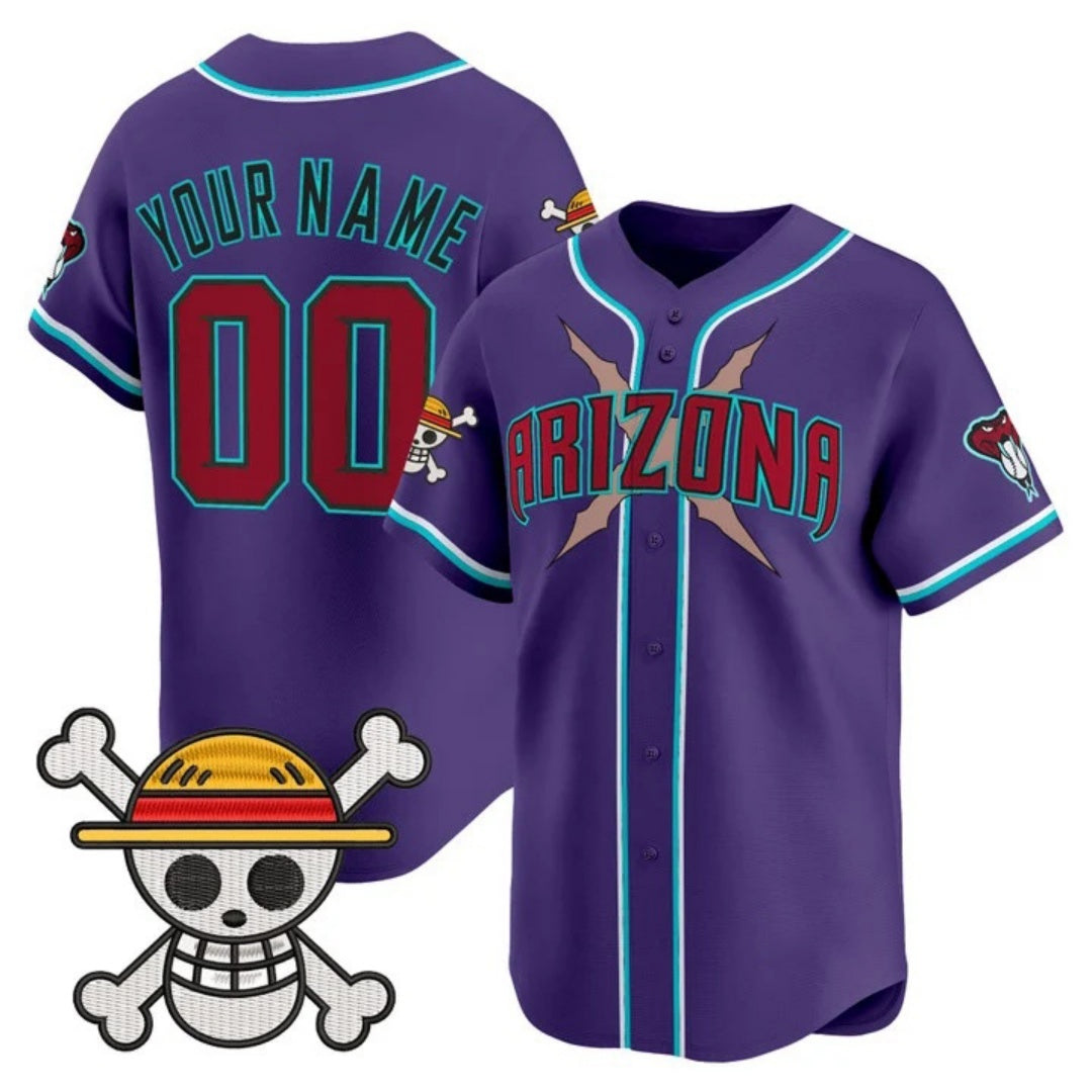 Custom Arizona Diamondbacks x One Piece Purple CONTON Vapor Premier Limited Jersey - Stitched