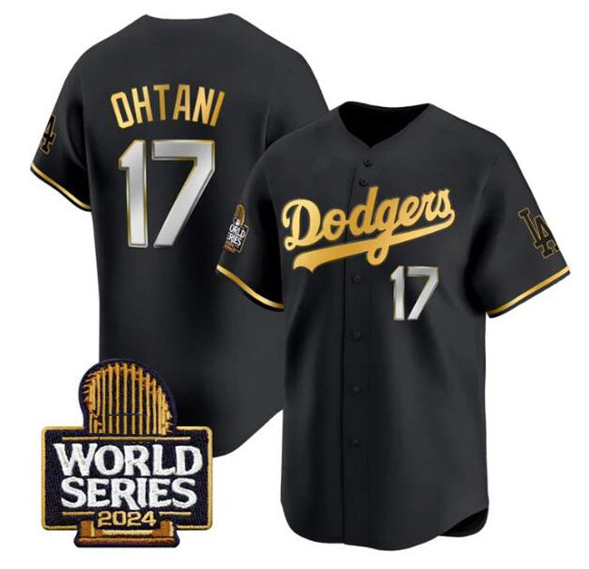 Los Angeles Dodgers #17 Shohei Ohtani Black Gold CONTON 2024 World Series Limited Stitched Jersey