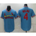 St. Louis Cardinals #4 Yadier Molina Light Blue CONTON Pullover Cooperstown Collection Stitched Jersey