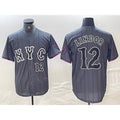 New York Mets #12 Francisco Lindor Number Grey CONTON 2024 City Connect Cool Base Stitched Jersey 2