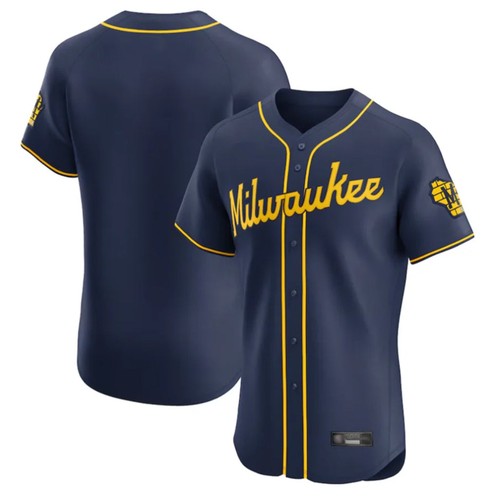 Milwaukee Brewers Blank Player Navy CONTON Home Limited Elite Stitched Jerseys