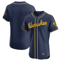 Milwaukee Brewers Blank Player Navy CONTON Home Limited Elite Stitched Jerseys