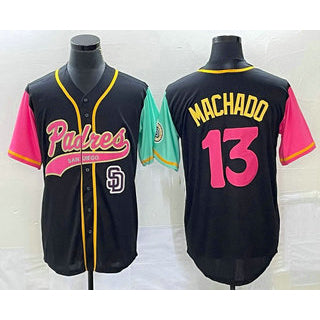 San Diego Padres #13 Manny Machado Black CONTON NEW 2023 City Connect Cool Base Stitched Jersey 2