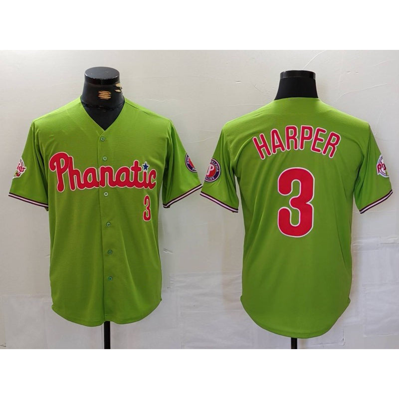 Philadelphia Phillies #3 Bryce Harper Green CONTON Stitched Cool Base Jersey