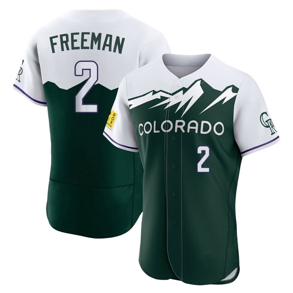 Colorado Rockies #2 Tyler Freeman Player Green CONTON City Connect Limited Elite Home Stitched Jerseys