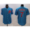 Philadelphia Phillies #7 Trea Turner Blue CONTON Cooperstown Throwback Cool Base Jersey