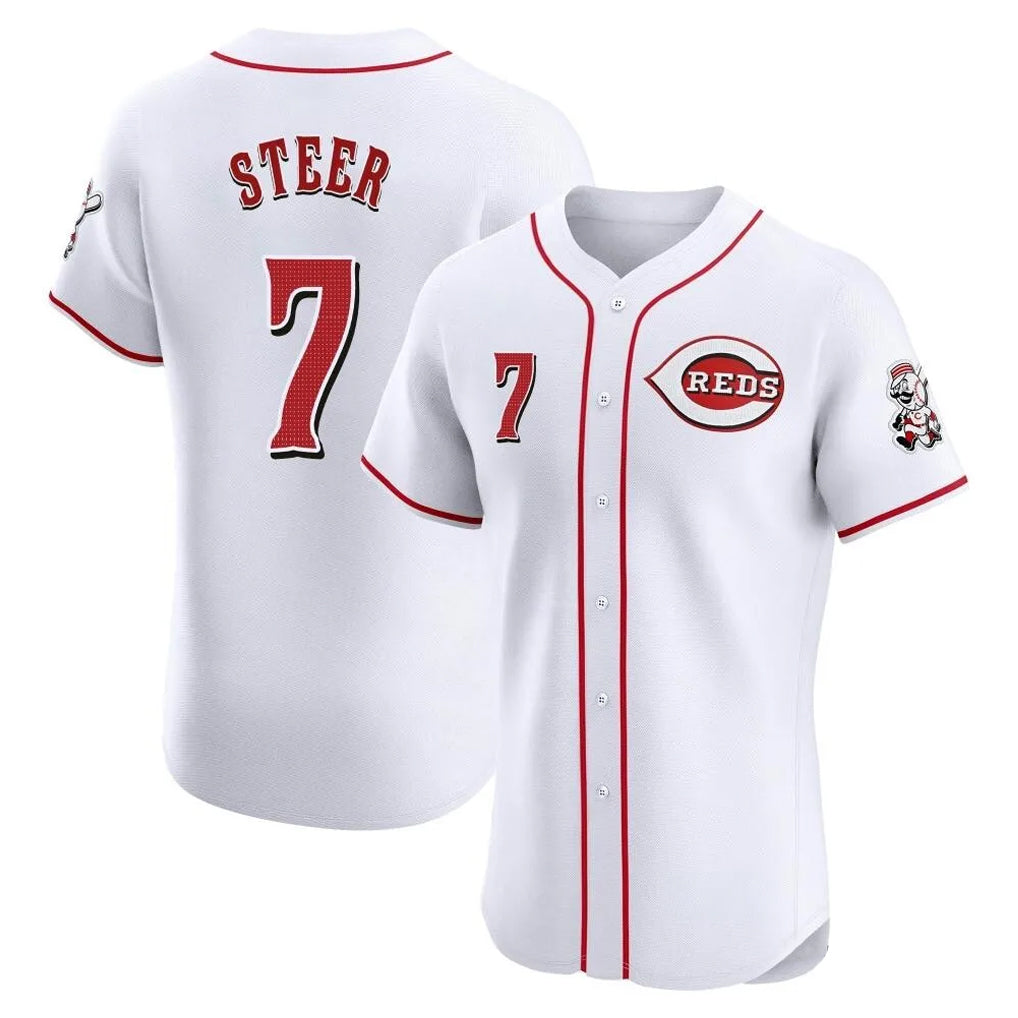 Cincinnati Reds #7 Spencer Steer Player White CONTON Limited Elite Home Stitched Jerseys