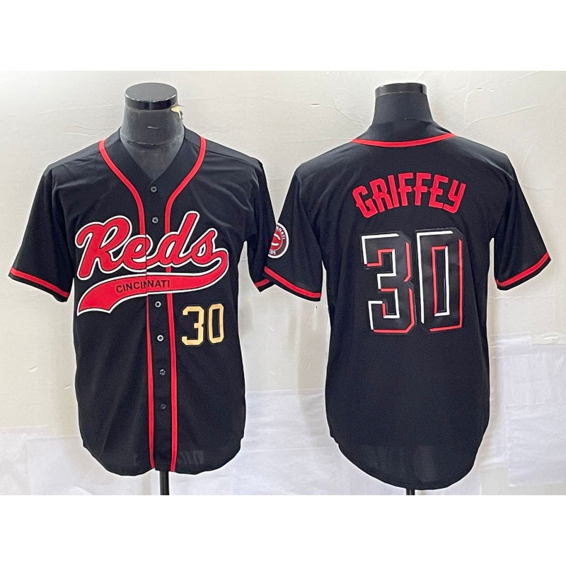 Cincinnati Reds #30 Ken Griffey Jr Number Black CONTON 2023 City Connect Cool Base Stitched Jerseys