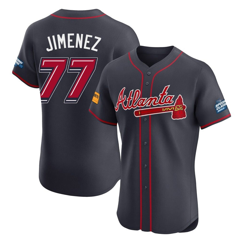 Atlanta Braves #77 Joe Jimenez Player Navy CONTON 2025 Speedway Classic Limited Elite Home Game Stitched Jerseys