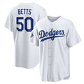 Los Angeles Dodgers #50 Mookie Betts White CONTON 2025 World Series Champions Home Cool Base Stitched Jersey