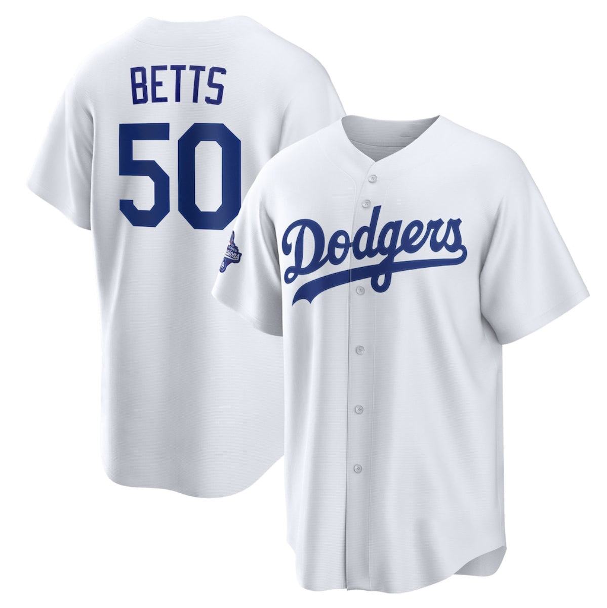Los Angeles Dodgers #50 Mookie Betts White CONTON 2025 World Series Champions Home Cool Base Stitched Jersey