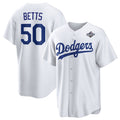 Los Angeles Dodgers #50 Mookie Betts White CONTON 2025 World Series Home Cool Base Stitched Jersey