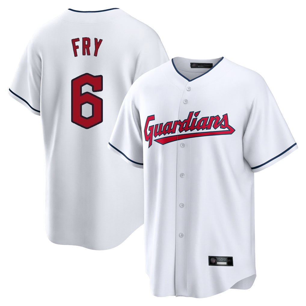 Cleveland Guardians #6 David Fry Player White CONTON Home Game Stitched Jerseys