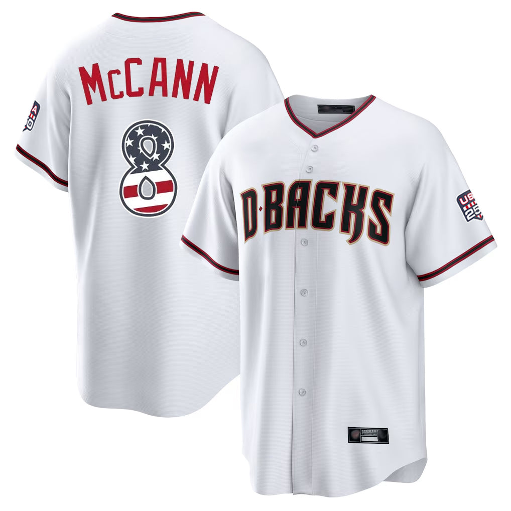 Arizona Diamondbacks #8 James McCann Player White CONTON USA 250 Fourth of July Home Game Stitched Jerseys
