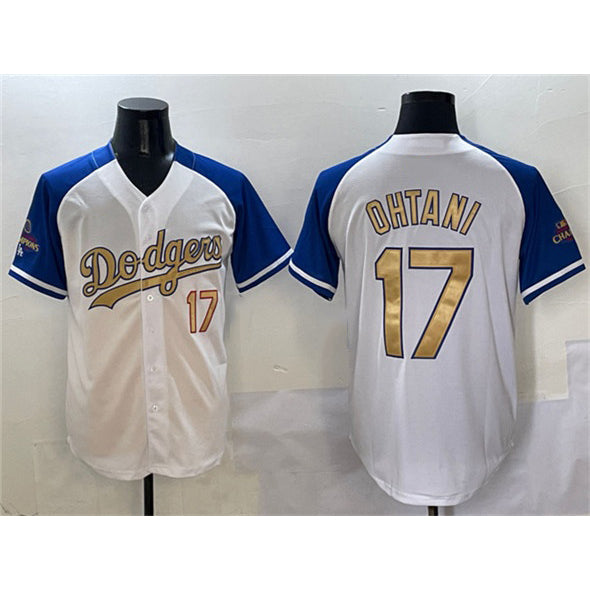 Los Angeles Dodgers #17 Shohei Ohtani White Royal Gold CONTON 2024 World Series Champions Vapor Limited Stitched Jersey