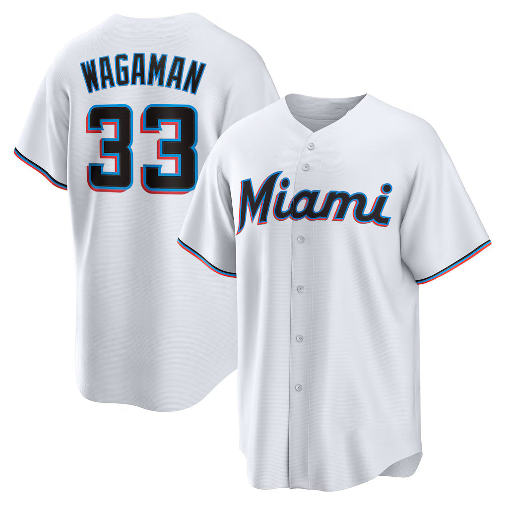 Miami Marlins #33 Eric Wagaman White CONTON Home Replica Jersey