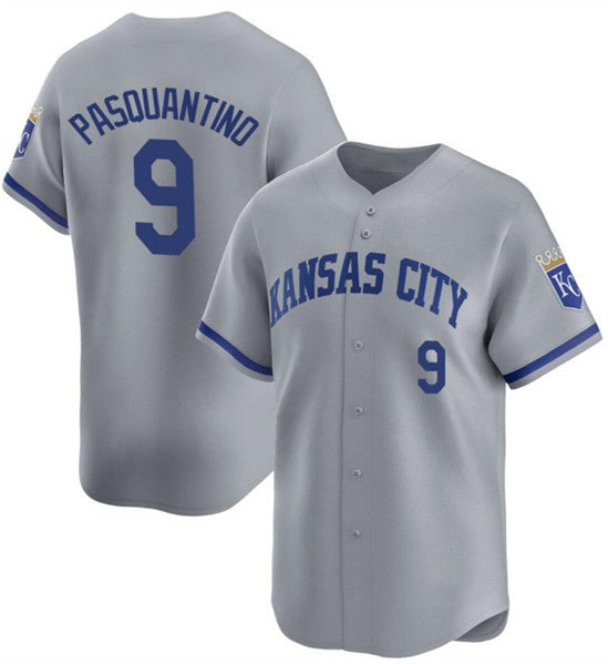 Kansas City Royals #9 Vinnie Pasquantino Gray CONTON 2024 Away Limited Stitched Jersey