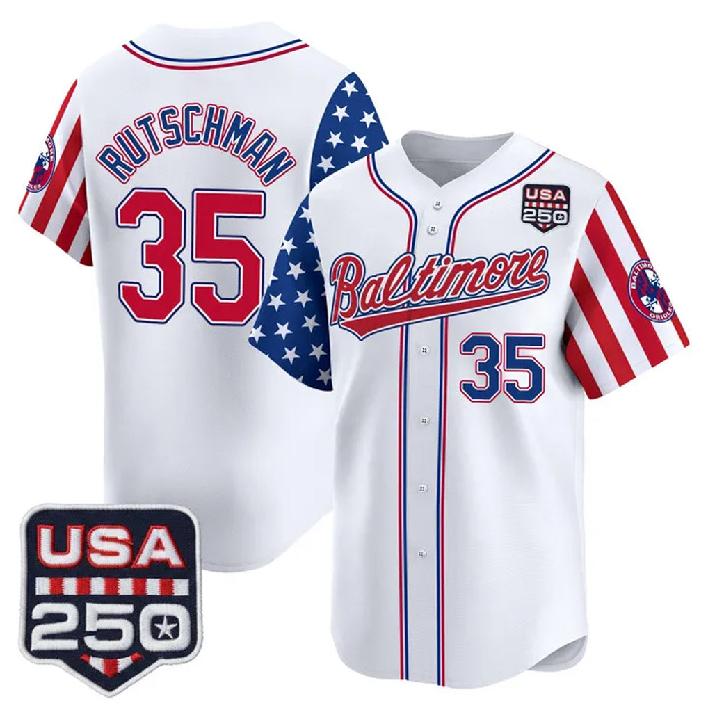 Baltimore Orioles #35 Adley Rutschman Player White CONTON USA 250 Independence Day Vapor Premier Limited Home Game Stitched Jerseys