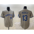 Kansas City Royals #13 Salvador Perez Gray CONTON 2024 Away Limited Stitched Jersey