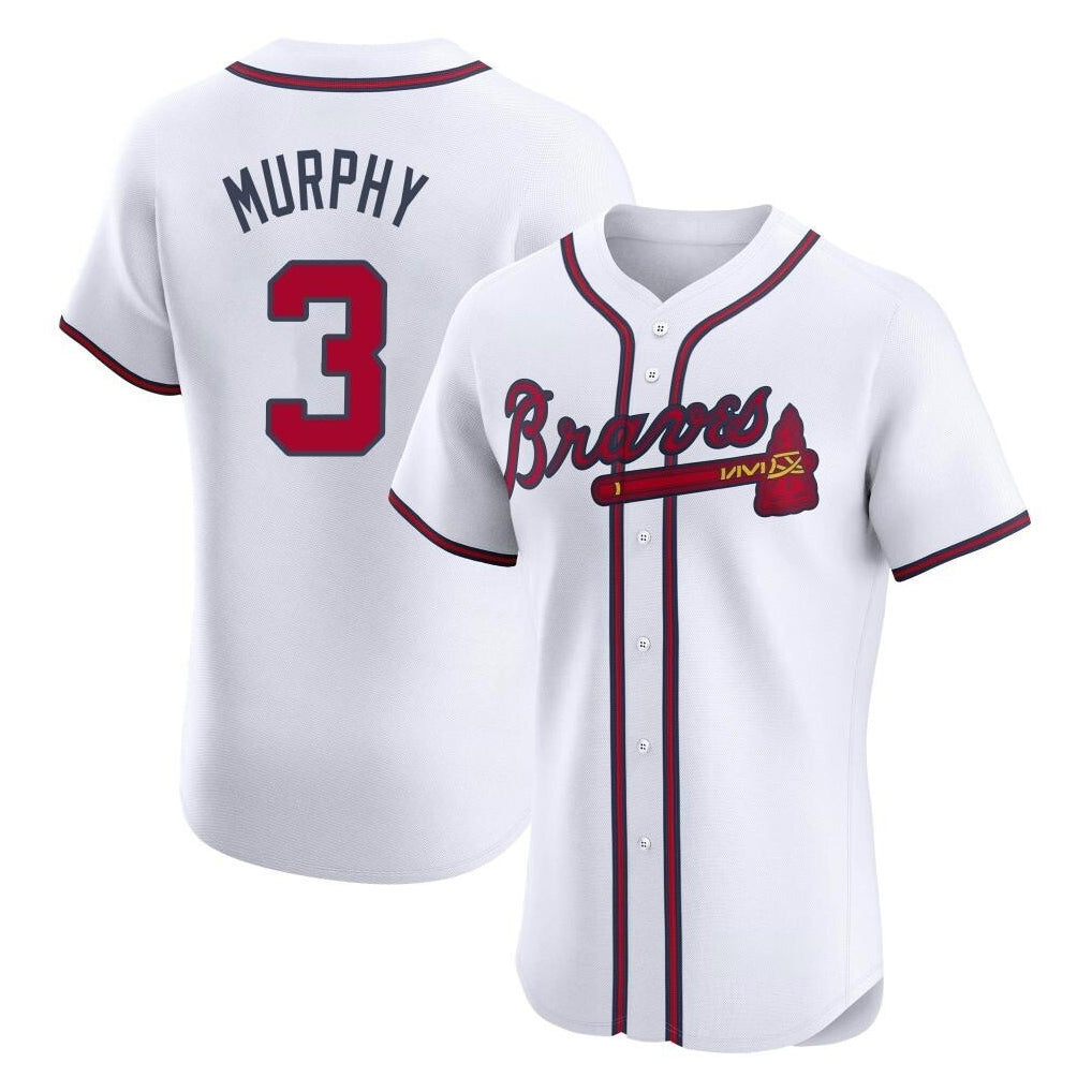 Atlanta Braves #3 Dale Murphy Player White CONTON Limited Elite Home Game Stitched Jerseys