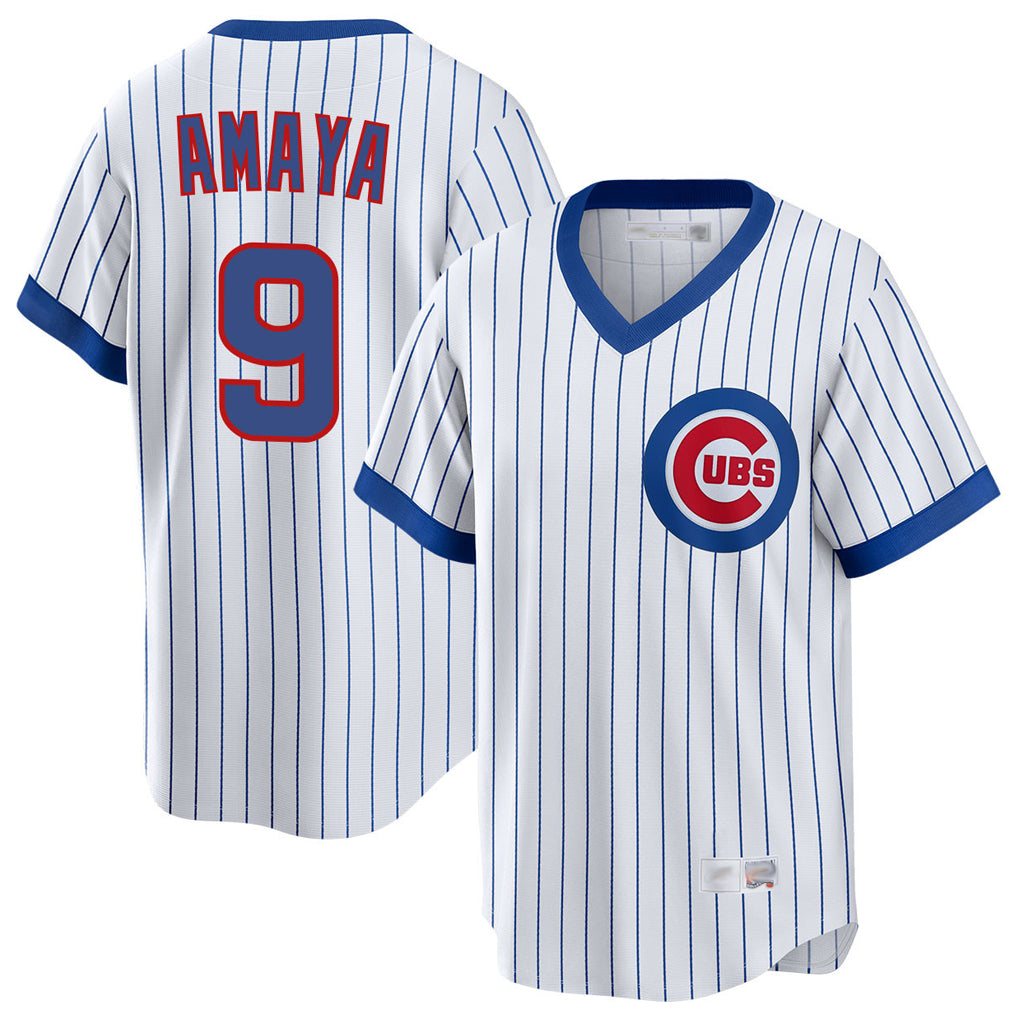 Chicago Cubs #9 Miguel Amaya Player White CONTON T-shirt Cooperstown Collection Limited Stitched Jerseys