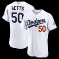 Los Angeles Dodgers #50 Mookie Betts White CONTON 2026 Gold Collection Authentic Jersey