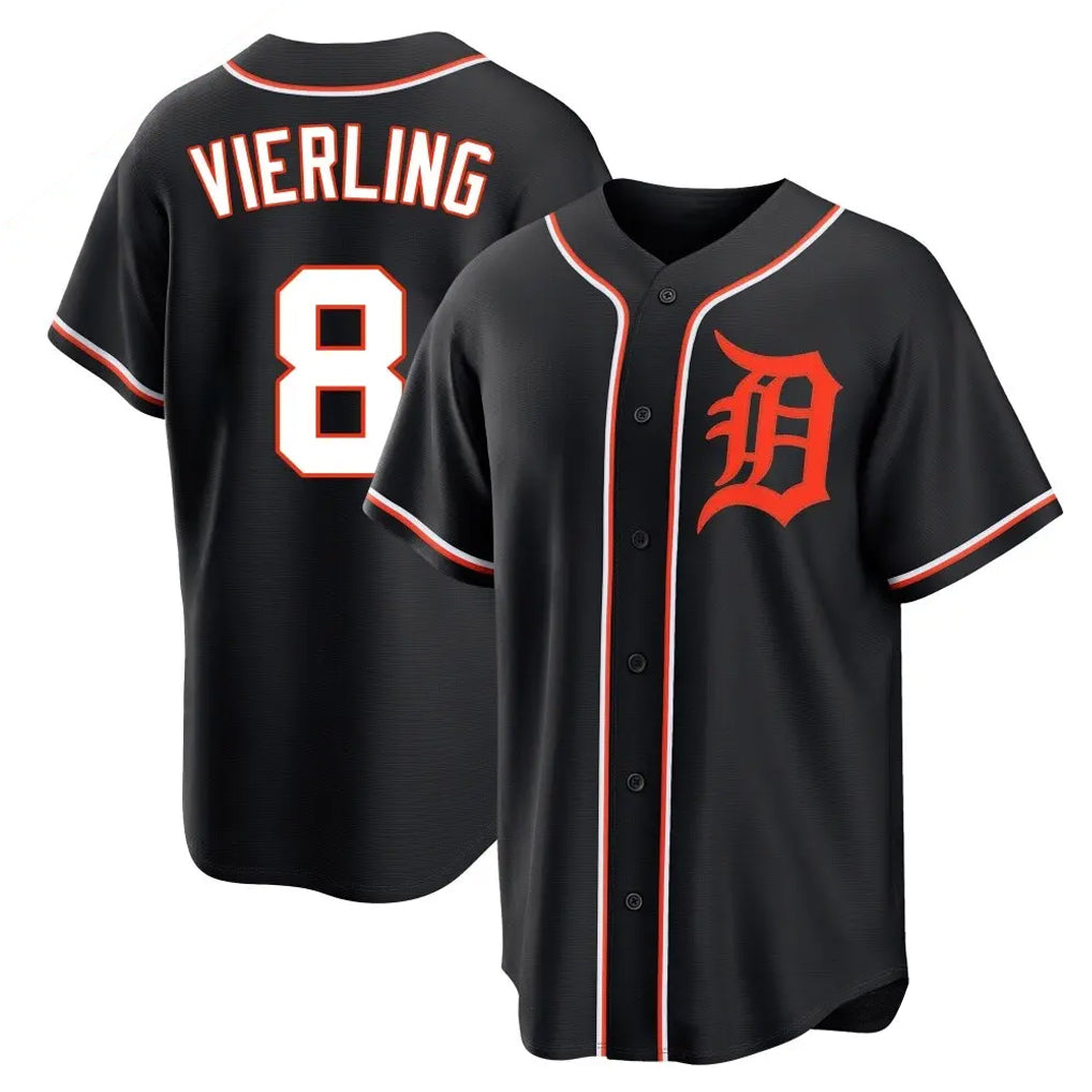 Detroit Tigers #8 Matt Vierling Player Black CONTON Fashion Out Home Game Stitched Jerseys