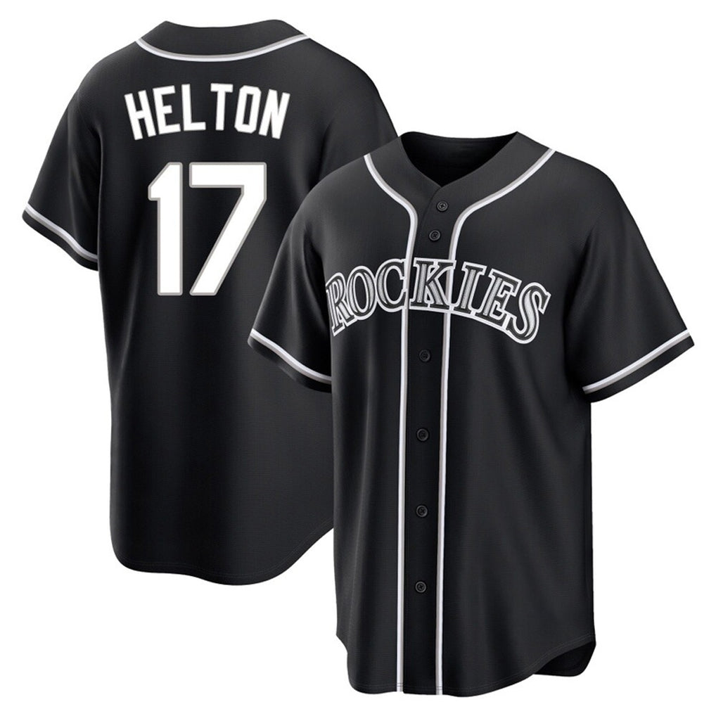 Colorado Rockies #17 Todd Helton Player Black CONTON Fashion Out Home Game Stitched Jerseys