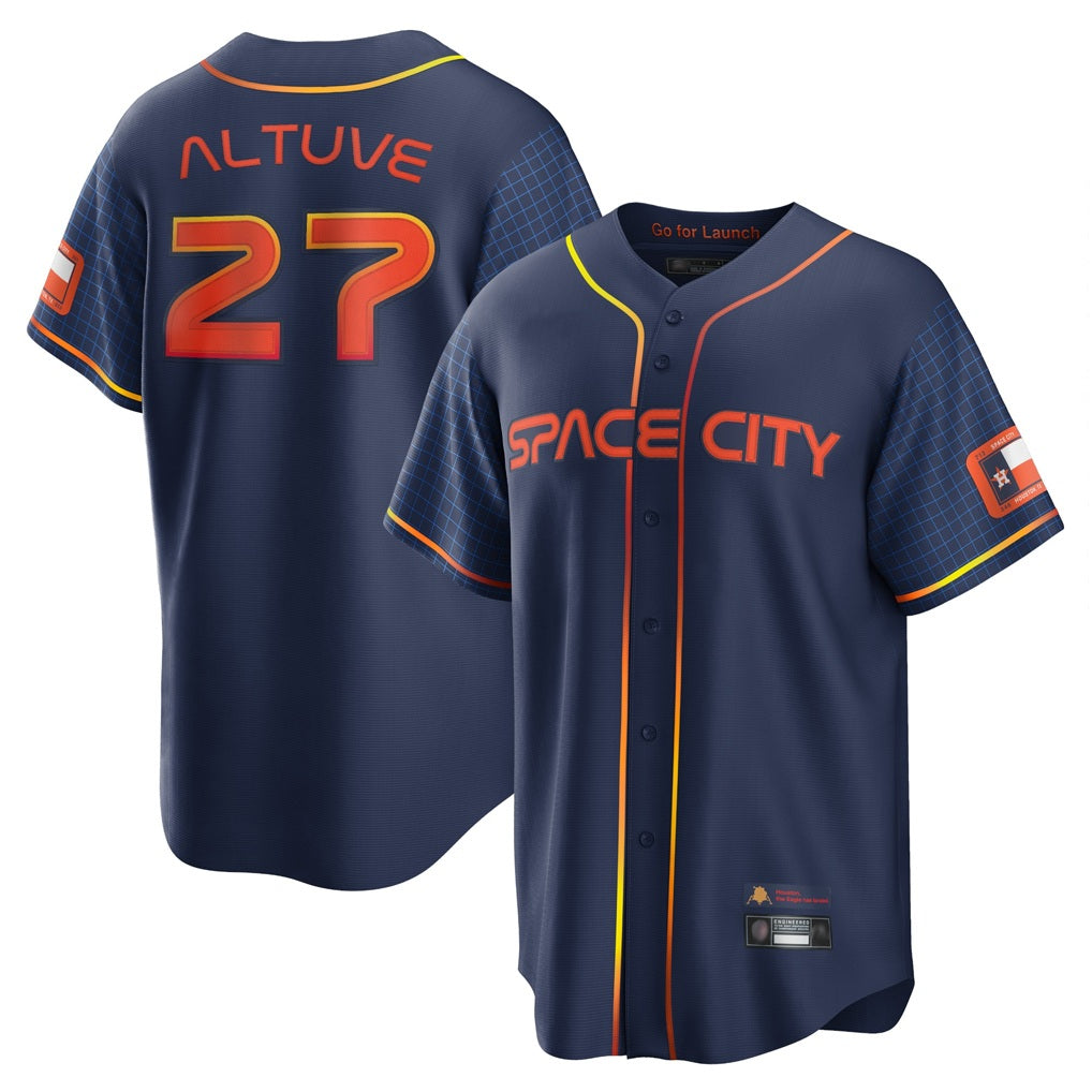 Houston Astros #27 Jose Altuve Player Navy CONTON City Connect Home Game Stitched Jerseys