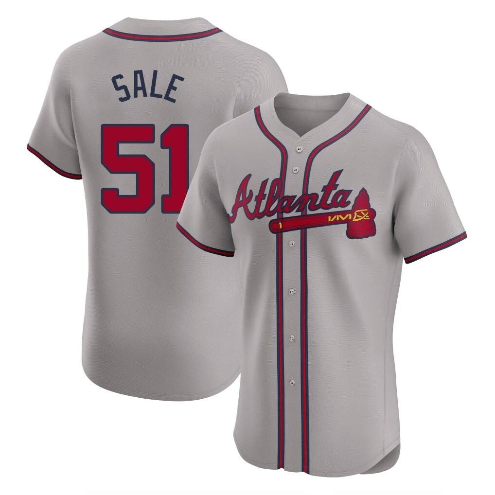 Atlanta Braves #51 Chris Sale Player Gray CONTON Limited Elite Home Game Stitched Jerseys