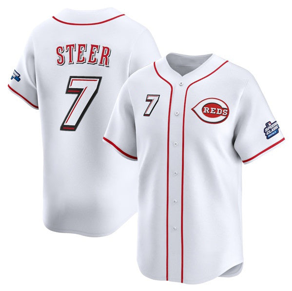 Cincinnati Reds #7 Spencer Steer White CONTON 2025 Speedway Classic Home Limited Stitched Jersey