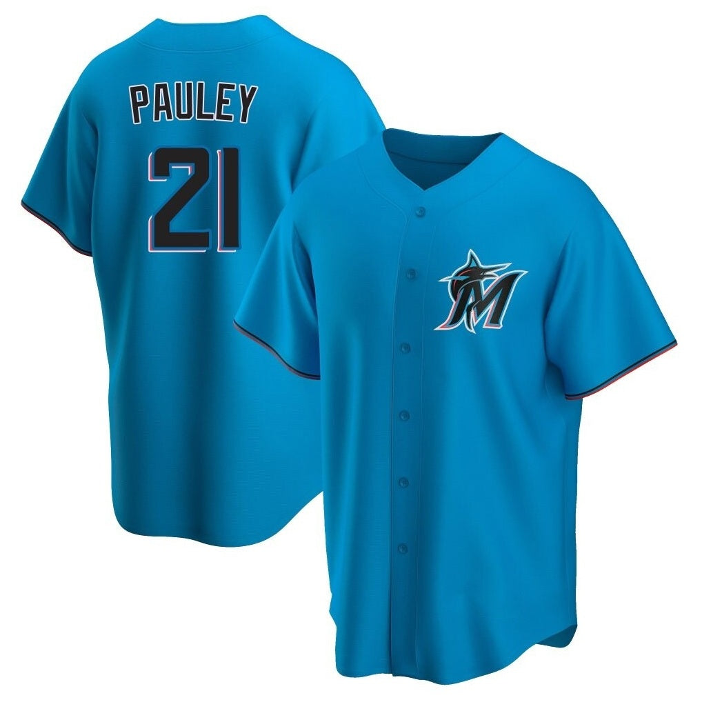 Miami Marlins #21 Graham Pauley Player Blue CONTON Home Game Stitched Jerseys