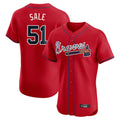 Atlanta Braves #51 Chris Sale Player Red CONTON Limited Elite Home Game Stitched Jerseys