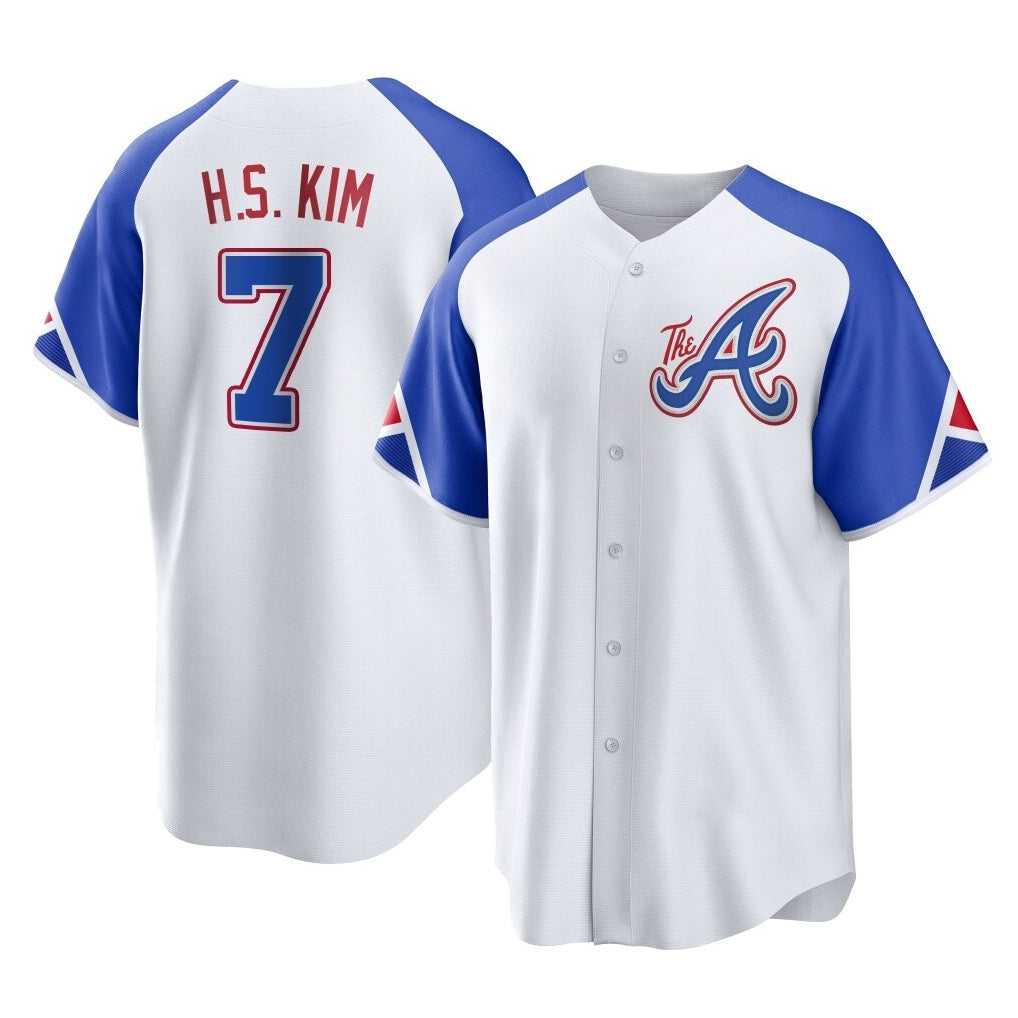 Atlanta Braves #7 Ha-Seong Kim Player White CONTON City Connect Home Game Stitched Jerseys