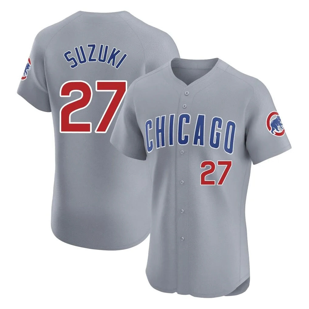 Chicago Cubs #27 Seiya Suzuki Player Gray CONTON Road Limited Elite Home Stitched Jerseys