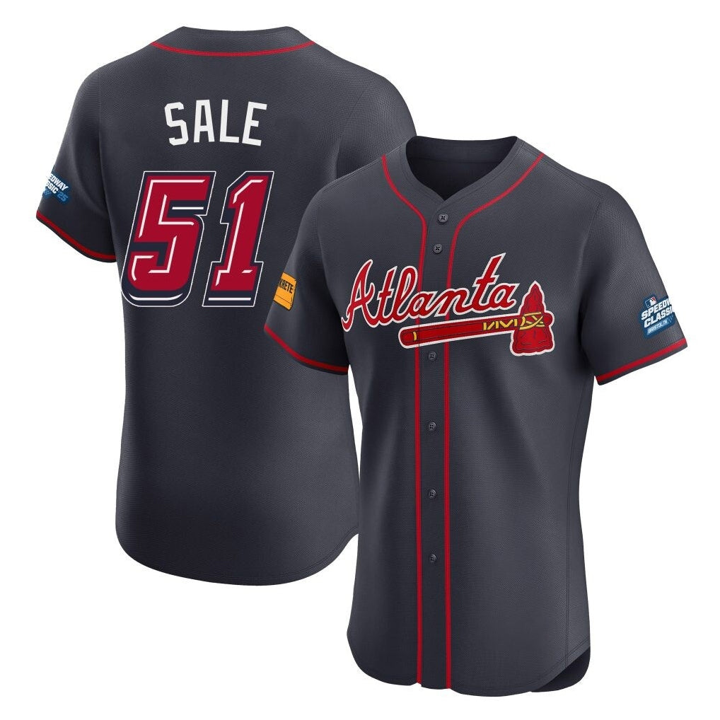 Atlanta Braves #51 Chris Sale Player Navy CONTON 2025 Speedway Classic Limited Elite Home Game Stitched Jerseys