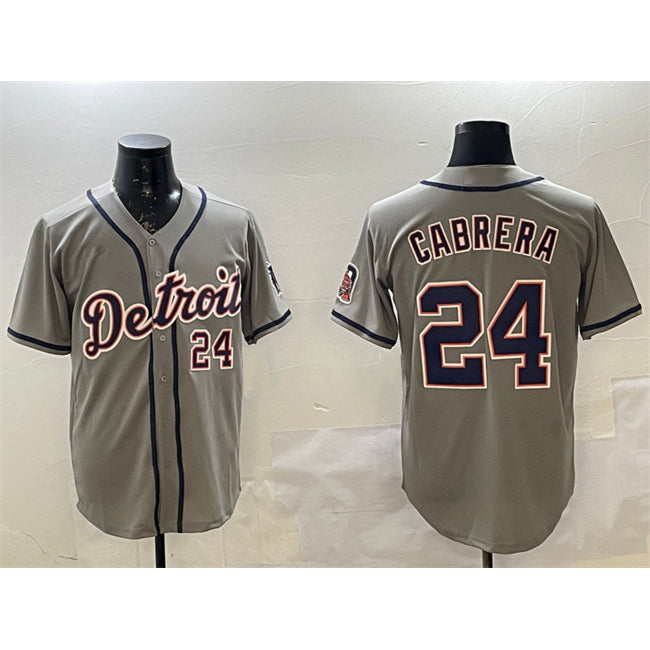 Detroit Tigers #24 Miguel Cabrera Gray CONTON Cool Base Stitched Jersey