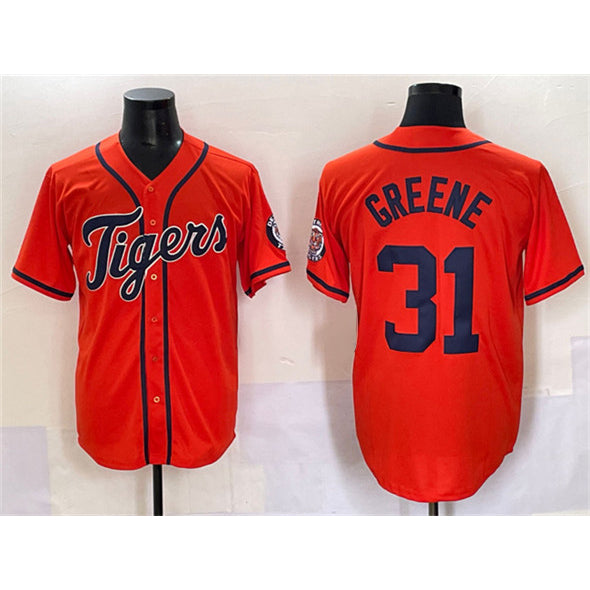 Detroit Tigers #31 Riley Greene Orange CONTON With Patch Cool Base Stitched Jersey