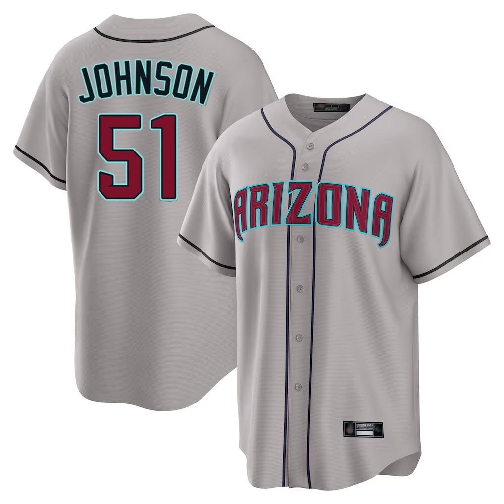 Arizona Diamondbacks #51 Randy Johnson Player Gray CONTON Road Home Game Stitched Jerseys