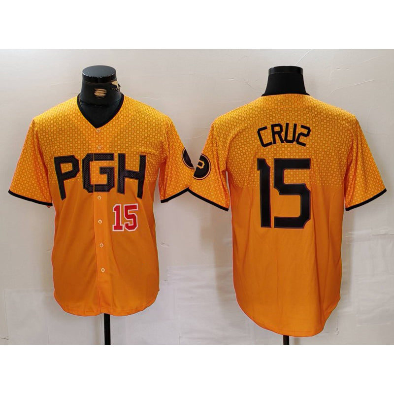 Pittsburgh Pirates #15 Oneil Cruz Yellow CONTON 2023 City Connect Stitched Jerseys
