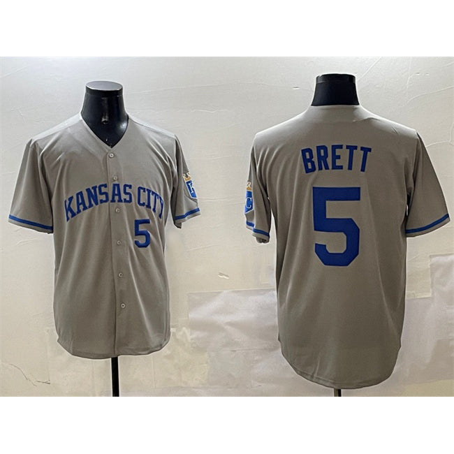 Kansas City Royals #5 George Brett Gray CONTON 2024 Away Limited Stitched Jersey