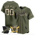 Custom Atlanta Braves Armed Forces Day Vapor Premier Limited Jersey ¨CGreen CONTON