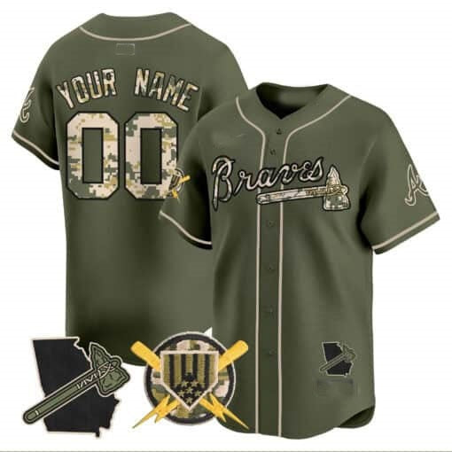 Custom Atlanta Braves Armed Forces Day Vapor Premier Limited Jersey ¨CGreen CONTON